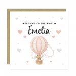 Personalised New Baby Card Welcome To The World Girl Card