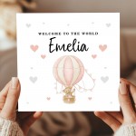 Personalised New Baby Card Welcome To The World Girl Card