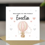 Personalised New Baby Card Welcome To The World Girl Card