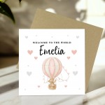 Personalised New Baby Card Welcome To The World Girl Card