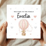 Personalised New Baby Card Welcome To The World Girl Card