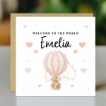 Personalised New Baby Card Welcome To The World Girl Card
