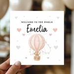 Personalised New Baby Card Welcome To The World Girl Card