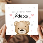 Welcome To The World Baby Girl Card Personalised New Parent Card