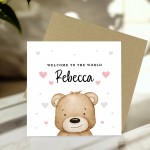 Welcome To The World Baby Girl Card Personalised New Parent Card