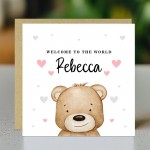 Welcome To The World Baby Girl Card Personalised New Parent Card