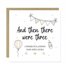 Personalised Then There Were Three Congratulations Card