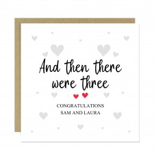 Pregnancy Card Personalised Then There Were Three Congratulation
