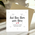 Pregnancy Card Personalised Then There Were Three Congratulation