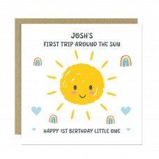 Personalised 1st Birthday Card For Son Grandson First Trip Card