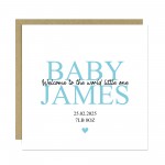 Welcome To The World Baby Boy Card Personalised Newborn Baby Boy