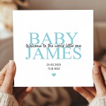 Welcome To The World Baby Boy Card Personalised Newborn Baby Boy