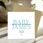 Welcome To The World Baby Boy Card Personalised Newborn Baby Boy
