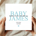 Welcome To The World Baby Boy Card Personalised Newborn Baby Boy
