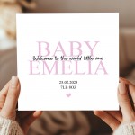 Welcome To The World Baby Girl Card Personalised Newborn Baby