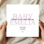 Welcome To The World Baby Girl Card Personalised Newborn Baby