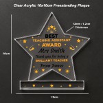 PERSONALISED Thank You Gift For Teaching Assistant Star Plaque