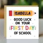 Personalised Good Luck On Your First Day of School Card For Son Personalised Good Luck On Your First Day of School Card For Son