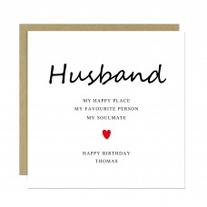 Personalised Happy Birthday Card For Husband With Kraft Envelope