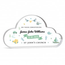 Personalised Christening Gift For Baby Boy Cloud Baby Plaque