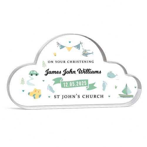 Personalised Christening Gift For Baby Boy Cloud Baby Plaque