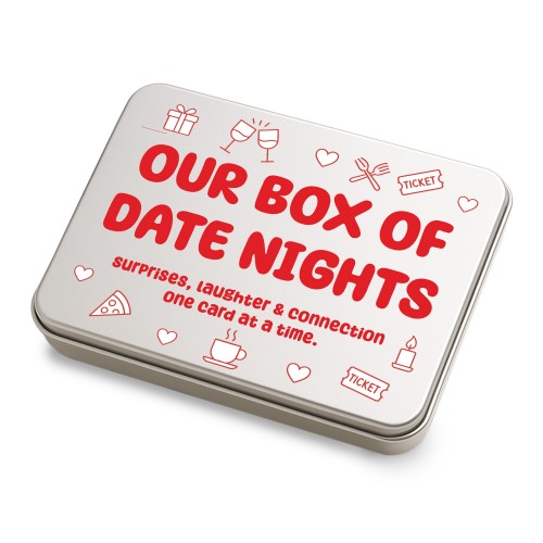 Silver Rectangle Tin - Our Box of Date Nights Red	