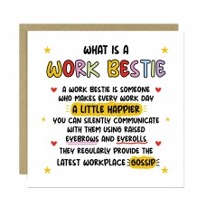 Birthday Card For Bestie WORK BESTIE Card With Kraft Envelope