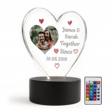 Personalised Anniversary Night Light Customised Photo LED Plaque