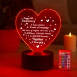 5th Fifth Anniversary LED Plaque Gift Boyfriend Girlfriend