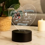 Personalised 1st Anniversary Gift For Boyfriend Girlfriend LED