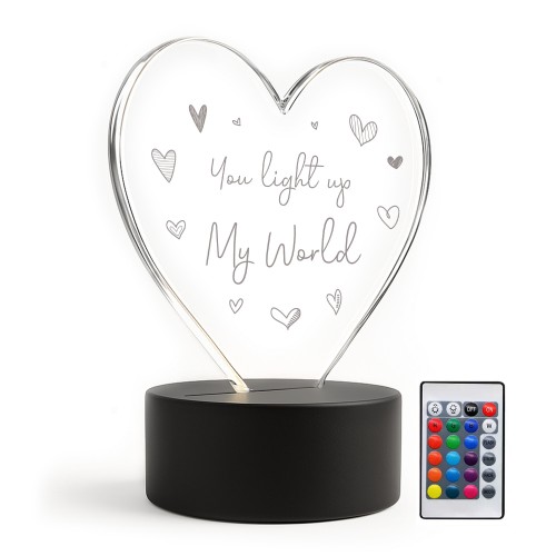Gift For Couple You Light Up My World LED Sign Anniversary Gift