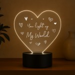 Gift For Couple You Light Up My World LED Sign Anniversary Gift