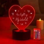 Gift For Couple You Light Up My World LED Sign Anniversary Gift