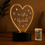 Gift For Couple You Light Up My World LED Sign Anniversary Gift