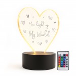 Gift For Couple You Light Up My World LED Sign Anniversary Gift