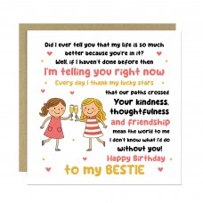 Card For Bestie Birthday With Kraft Envelope Birthday Card