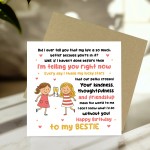 Card For Bestie Birthday With Kraft Envelope Birthday Card