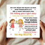 Card For Bestie Birthday With Kraft Envelope Birthday Card