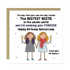 BESTIE Birthday Card With Kraft Envelope BFF Birthday Card