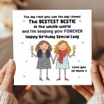 BESTIE Birthday Card With Kraft Envelope BFF Birthday Card