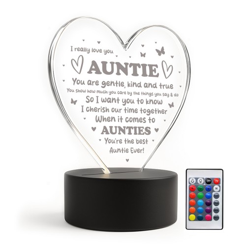 Gift For Best Auntie Ever LED Heart Sign Thank You Gift