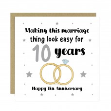 10th Wedding Anniversary Card For Husband Wife Couple