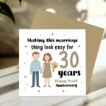 30th Wedding Anniversary Card For Husband Wife Couple