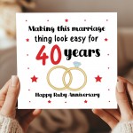 40th Wedding Anniversary Card For Husband Wife Couple Ruby