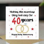 40th Wedding Anniversary Card For Husband Wife Couple Ruby