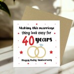 40th Wedding Anniversary Card For Husband Wife Couple Ruby