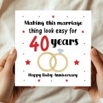 40th Wedding Anniversary Card For Husband Wife Couple Ruby