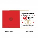40th Wedding Anniversary Card For Husband Wife Couple Ruby