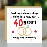 40th Wedding Anniversary Card For Husband Wife Couple Ruby