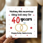 40th Wedding Anniversary Card For Husband Wife Couple Ruby